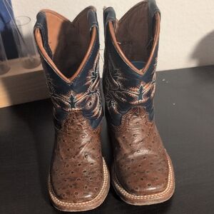 Kids Western Cowboy Boots - Brown and Navy